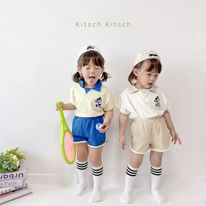 Kitsch Kitsch - Korean Children Fashion - #childofig - Let's Play Tennis Mickey Top Bottom Set Pants Color - 6
