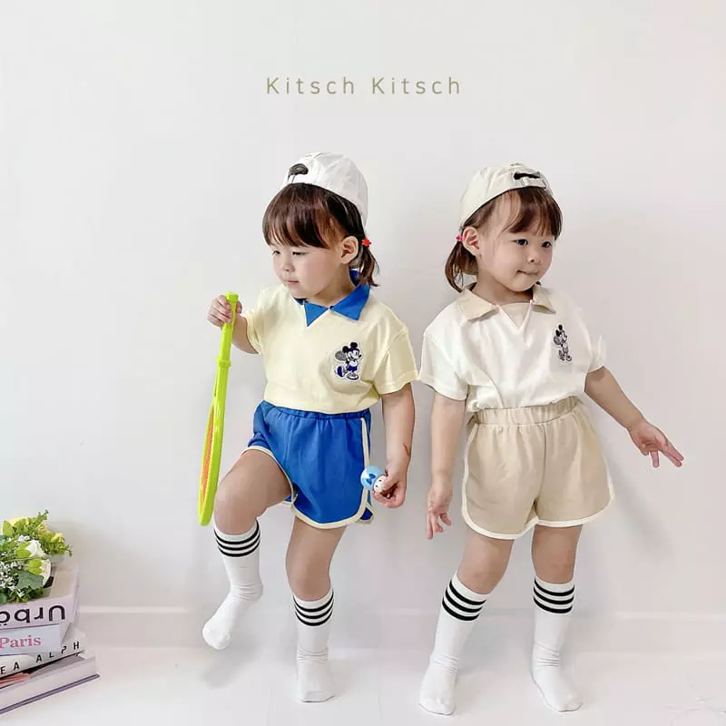 Kitsch Kitsch - Korean Children Fashion - #childofig - Let's Play Tennis Mickey Top Bottom Set Pants Color - 7