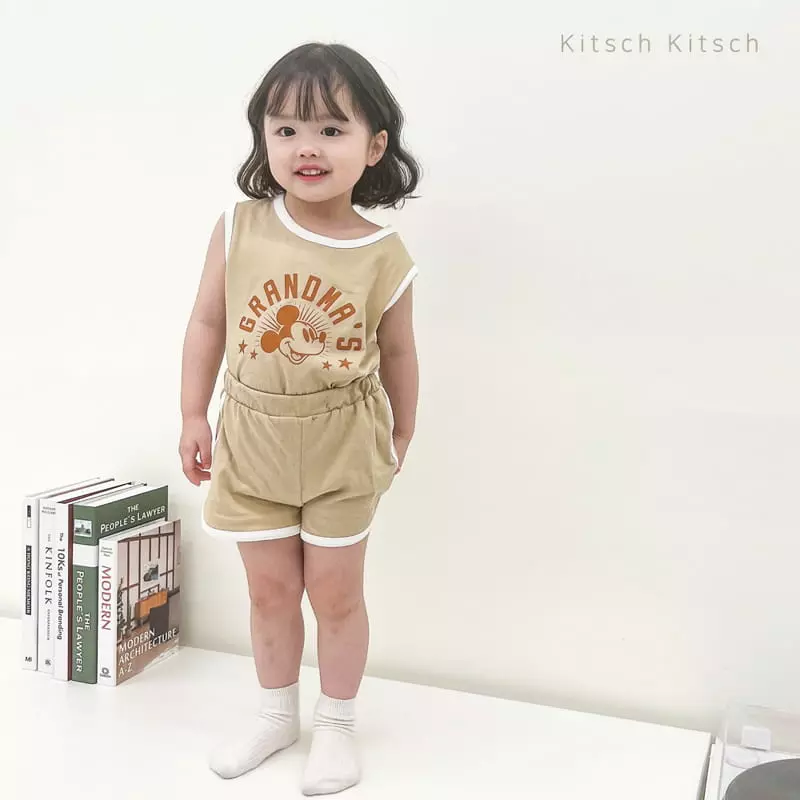 Kitsch Kitsch - Korean Children Fashion - #childofig - Shining Short Sleeves Sleeveless Shorts Set - 5