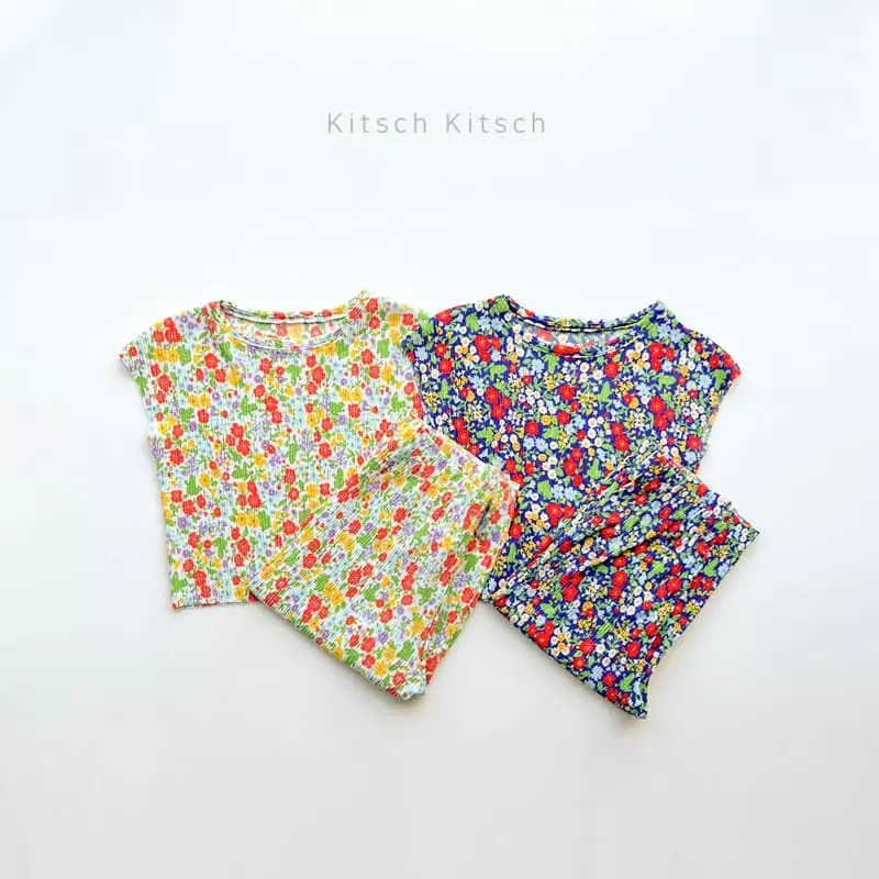 Kitsch Kitsch - Korean Children Fashion - #childofig - Retro Pleats Top Bottom Set - 2