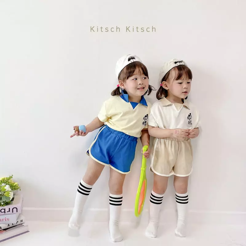 Kitsch Kitsch - Korean Children Fashion - #childrensboutique - Let's Play Tennis Mickey Top Bottom Set Pants Color - 8