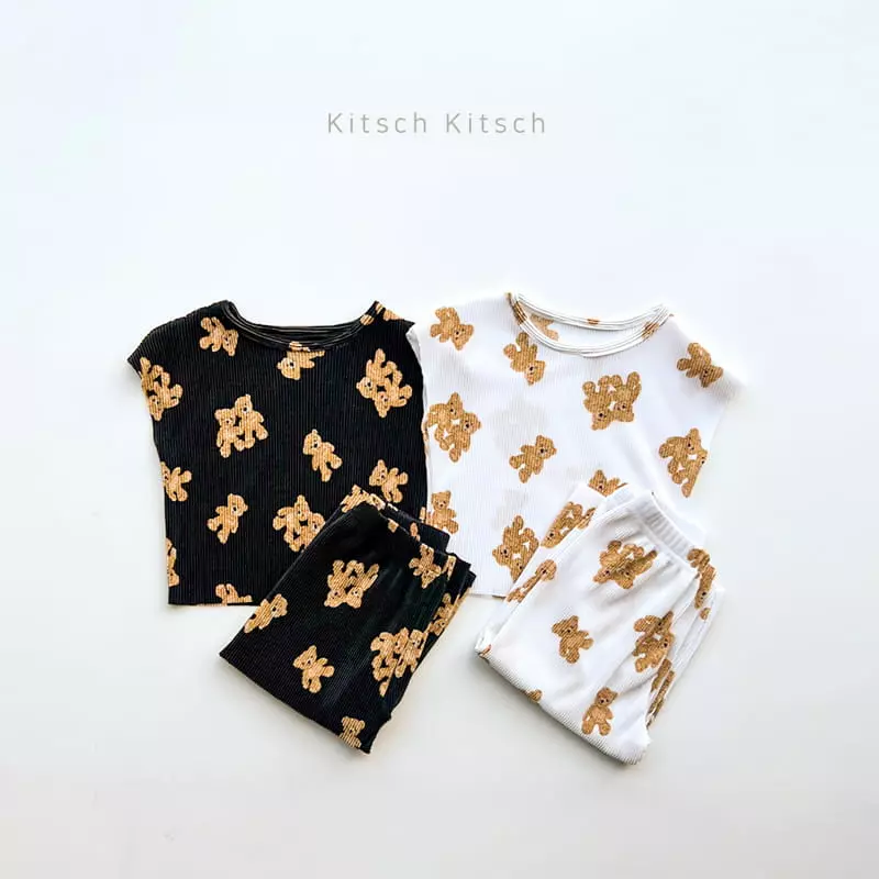 Kitsch Kitsch - Korean Children Fashion - #childofig - Retro Pleats Top Bottom Set - 4