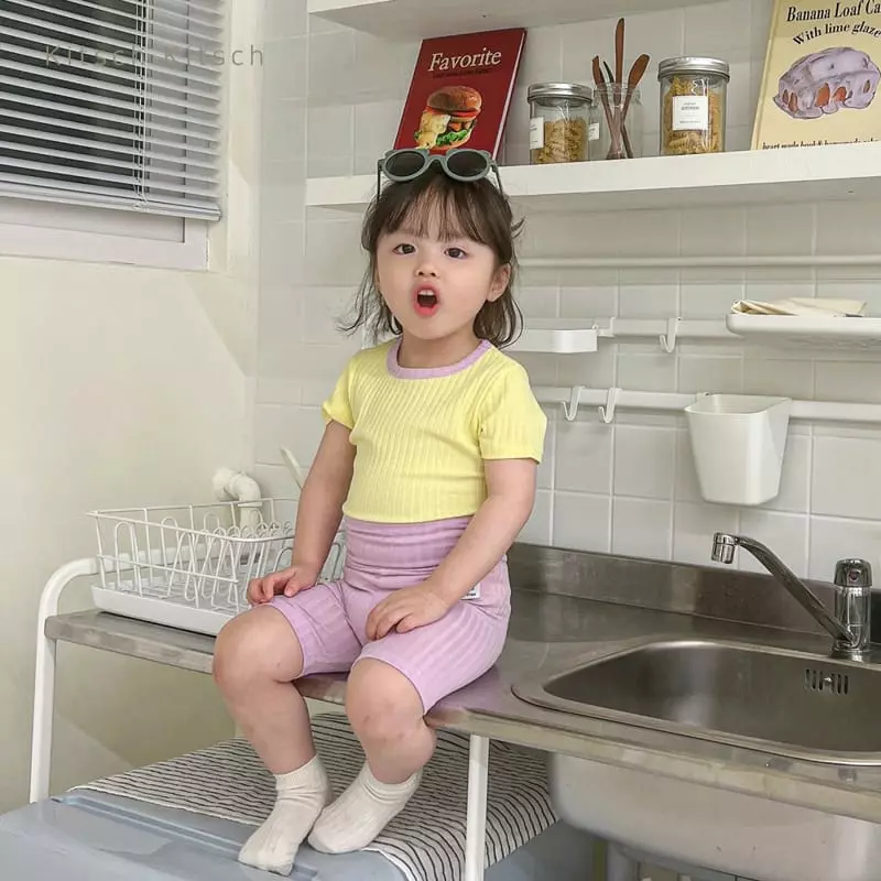 Kitsch Kitsch - Korean Children Fashion - #fashionkids - Sweet Summer Color Rib Easywear Set - 9