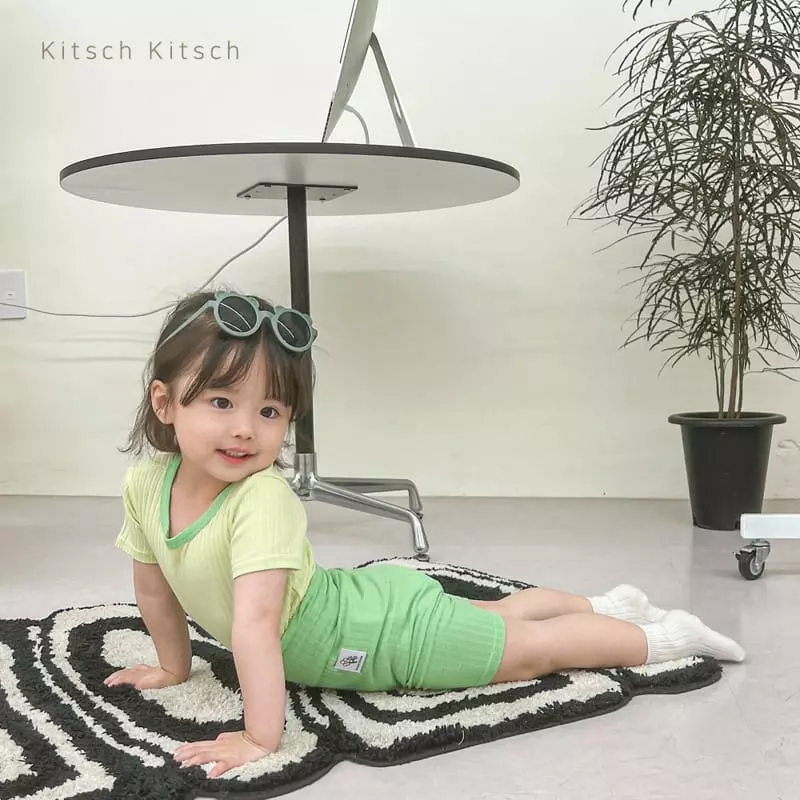 Kitsch Kitsch - Korean Children Fashion - #kidsshorts - Sweet Summer Color Rib Easywear Set - 10