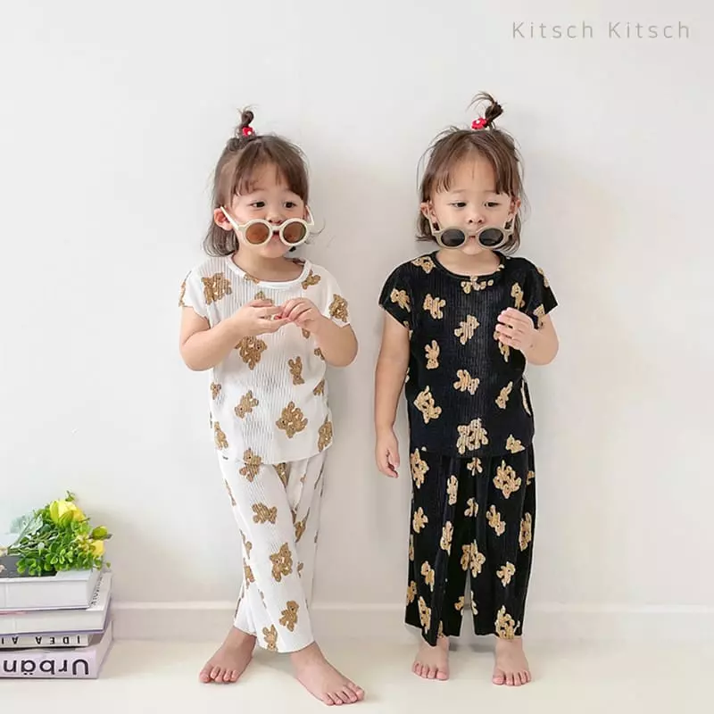 Kitsch Kitsch - Korean Children Fashion - #kidsshorts - Retro Pleats Top Bottom Set - 8