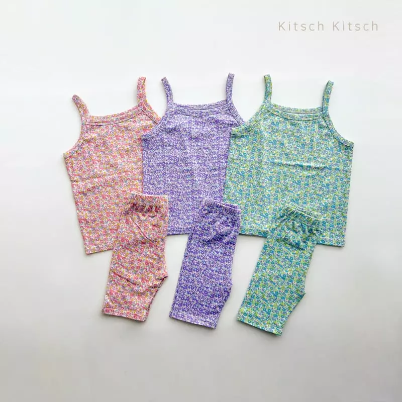 Kitsch Kitsch - Korean Children Fashion - #kidzfashiontrend - Flower Road Retro Sleeveless Easywear Set