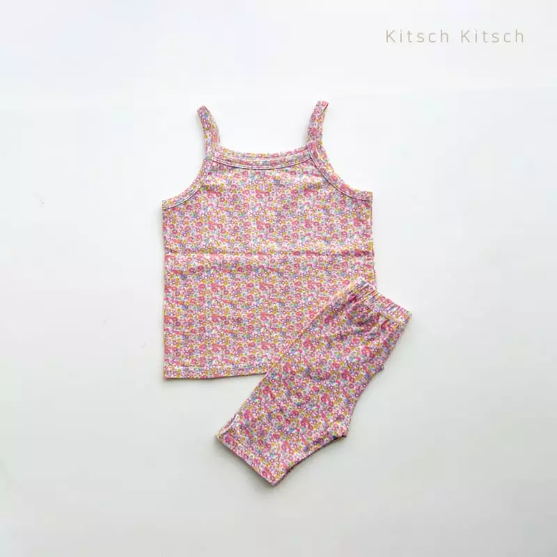 Kitsch Kitsch - Korean Children Fashion - #littlefashionista - Flower Road Retro Sleeveless Easywear Set - 3