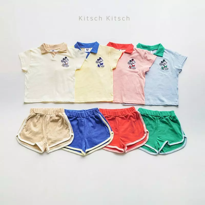 Kitsch Kitsch - Korean Children Fashion - #littlefashionista - Let's Play Tennis Mickey Top Bottom Set Pants Color - 2