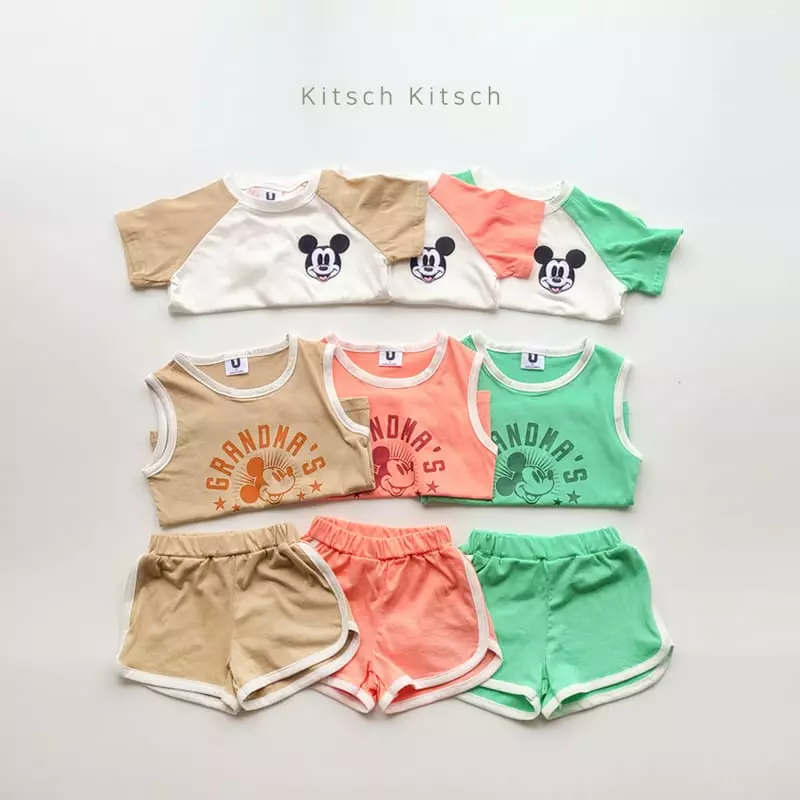 Kitsch Kitsch - Korean Children Fashion - #littlefashionista - Shining Short Sleeves Sleeveless Shorts Set