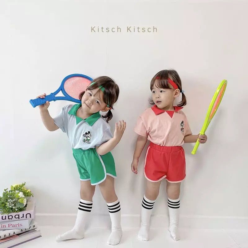Kitsch Kitsch - Korean Children Fashion - #magicofchildhood - Let's Play Tennis Mickey Top Bottom Set Pants Color - 4
