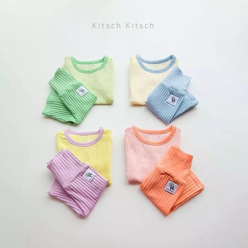 Kitsch Kitsch - Korean Children Fashion - #minifashionista - Sweet Summer Color Rib Easywear Set - 2