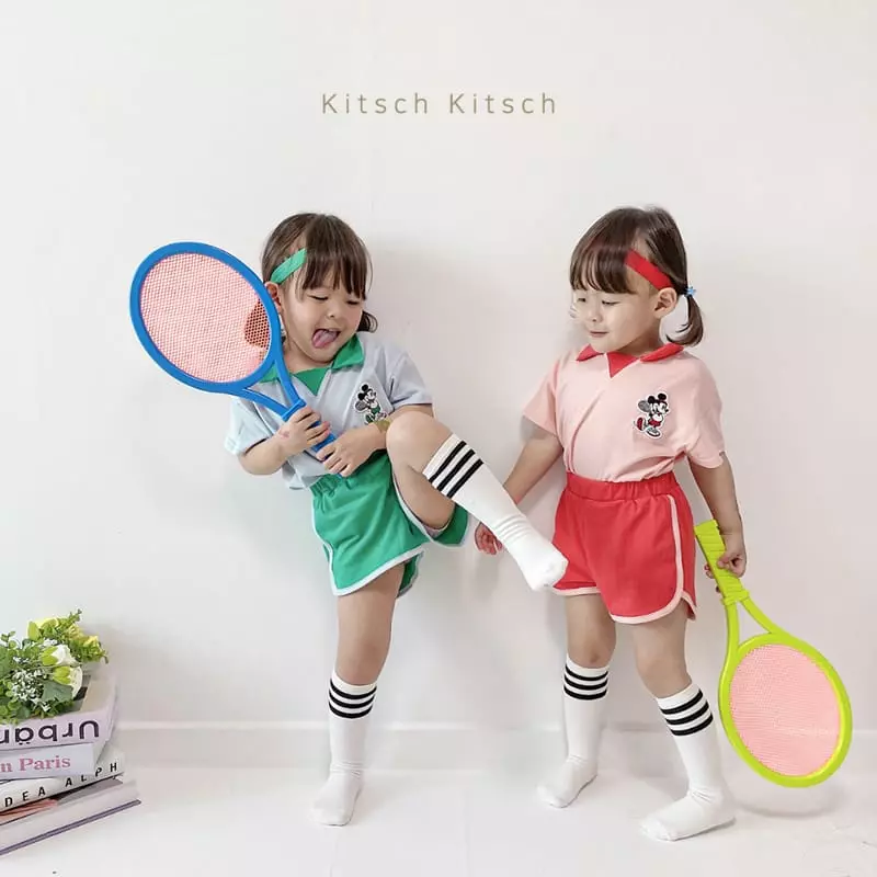 Kitsch Kitsch - Korean Children Fashion - #prettylittlegirls - Let's Play Tennis Mickey Top Bottom Set Pants Color - 5