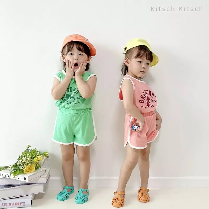 Kitsch Kitsch - Korean Children Fashion - #minifashionista - Shining Short Sleeves Sleeveless Shorts Set - 4