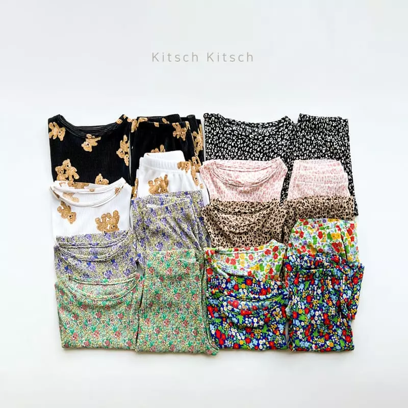 Kitsch Kitsch - Korean Children Fashion - #prettylittlegirls - Retro Pleats Top Bottom Set