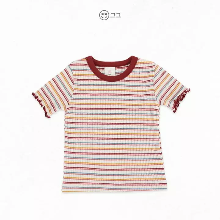 Kk - Korean Children Fashion - #Kfashion4kids - Stripes Rib Top Bottom Set - 5