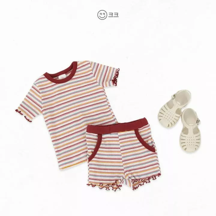 Kk - Korean Children Fashion - #childofig - Stripes Rib Top Bottom Set - 11