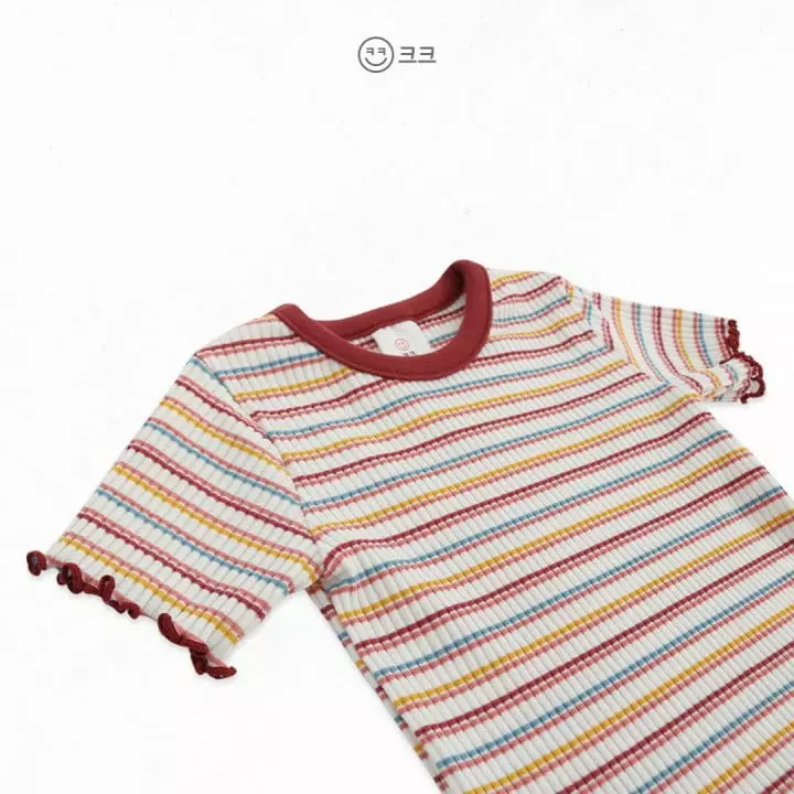 Kk - Korean Children Fashion - #magicofchildhood - Stripes Rib Top Bottom Set - 7