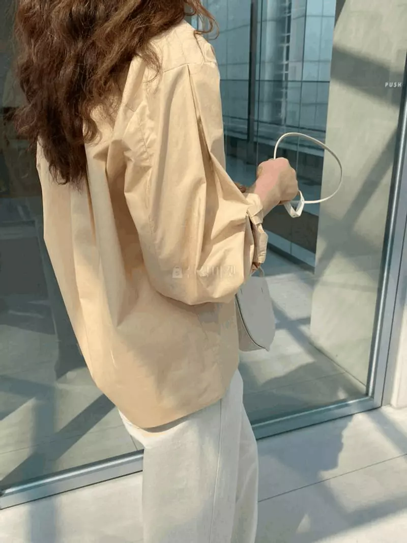 Knock - Korean Women Fashion - #womensfashion - Shoulder Wrinkle Shirt - 4