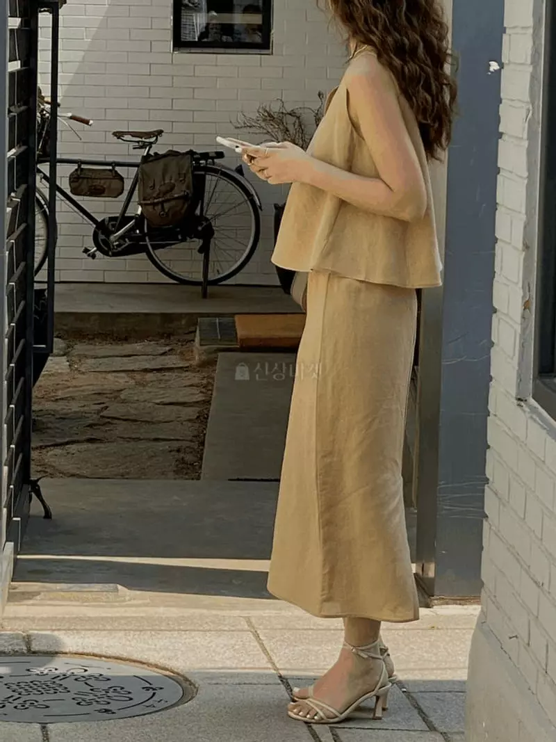 Knock - Korean Women Fashion - #pursuepretty - Pigment Linen Skirt