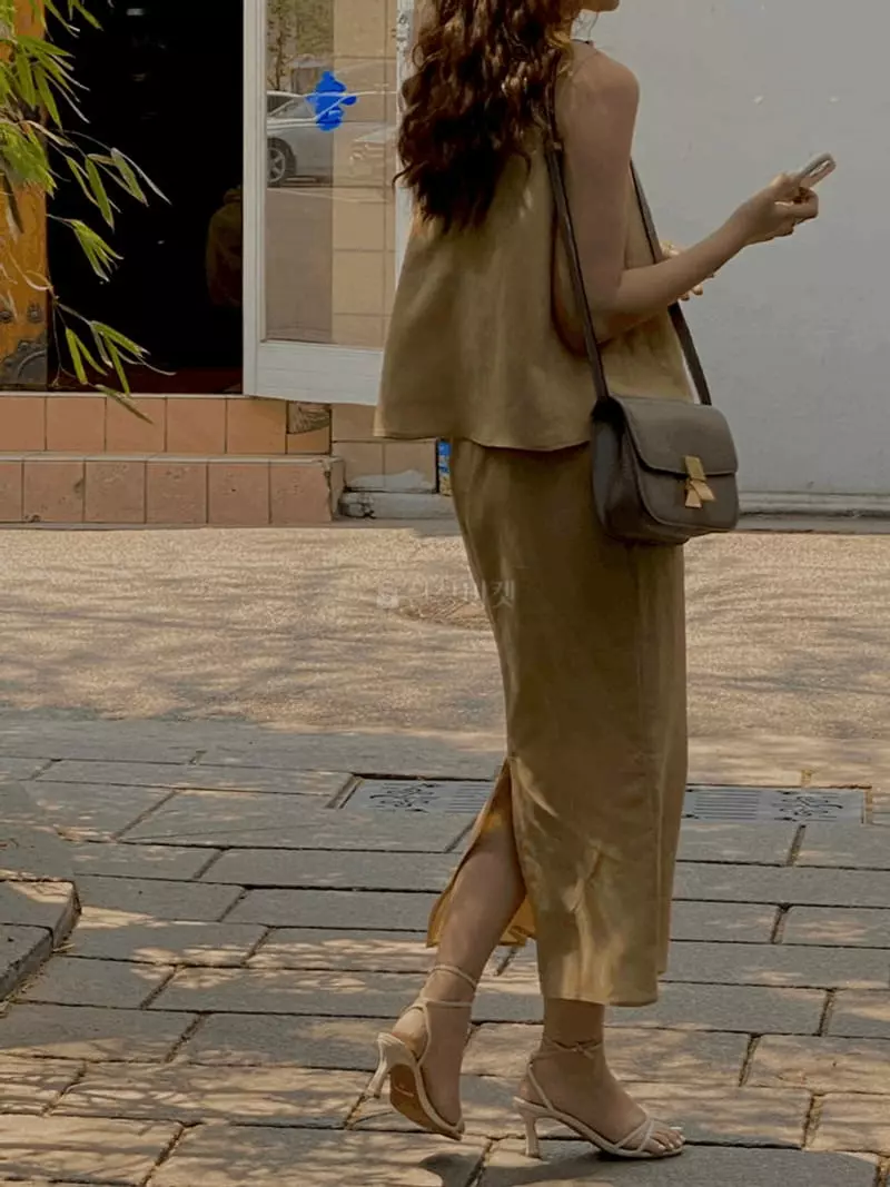 Knock - Korean Women Fashion - #romanticstyle - Pigment Linen Skirt - 3