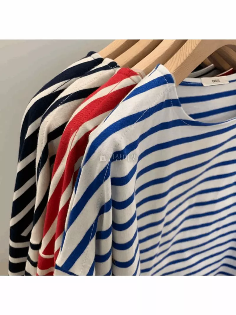 Knock - Korean Women Fashion - #vintageinspired - Stripes Tee - 4