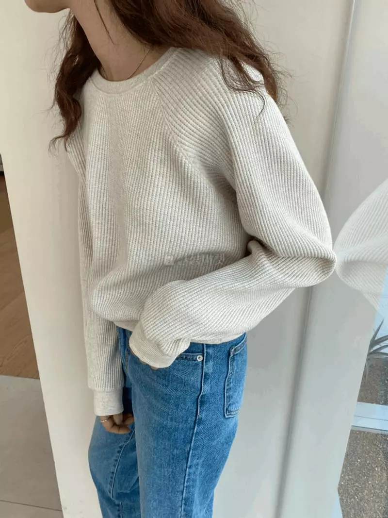 Knock - Korean Women Fashion - #womensfashion - Waffle Sweatshirt - 3