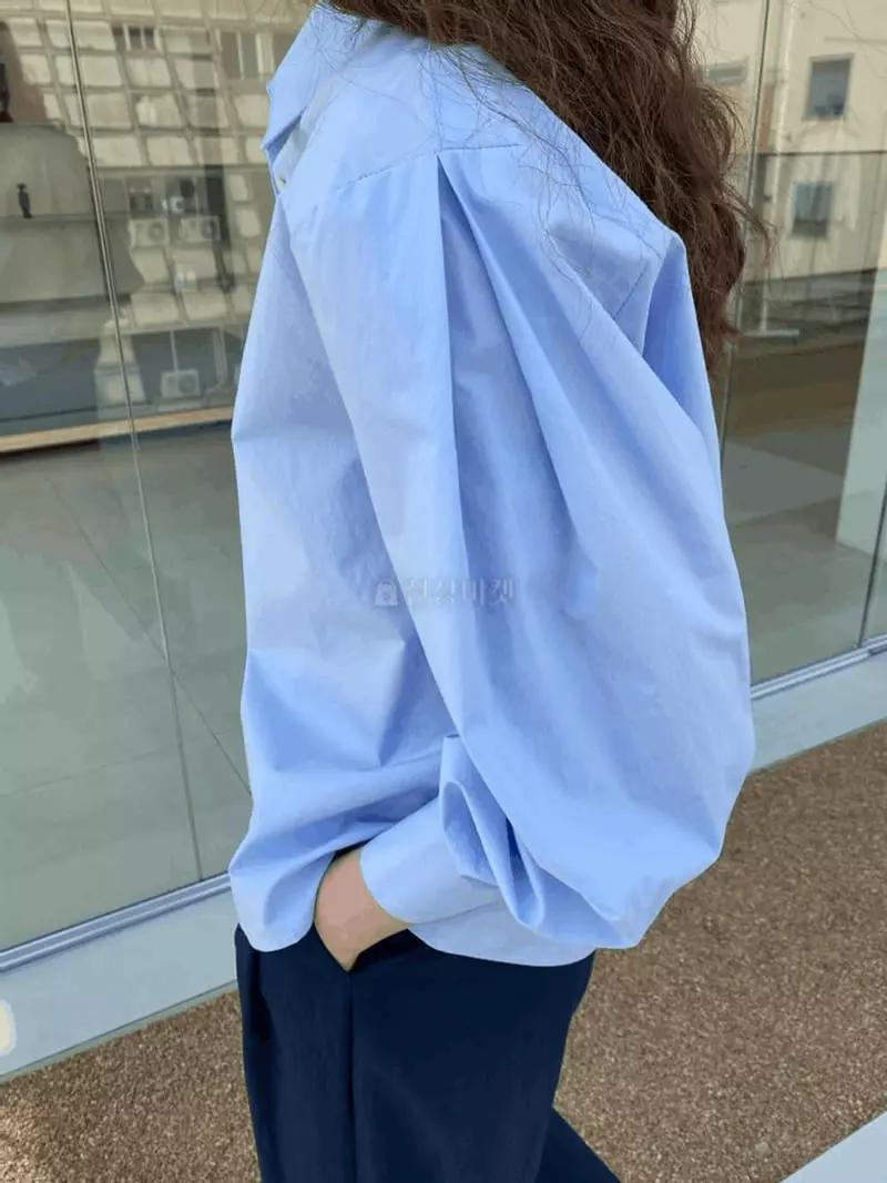 Knock - Korean Women Fashion - #womensfashion - Shoulder Wrinkle Shirt