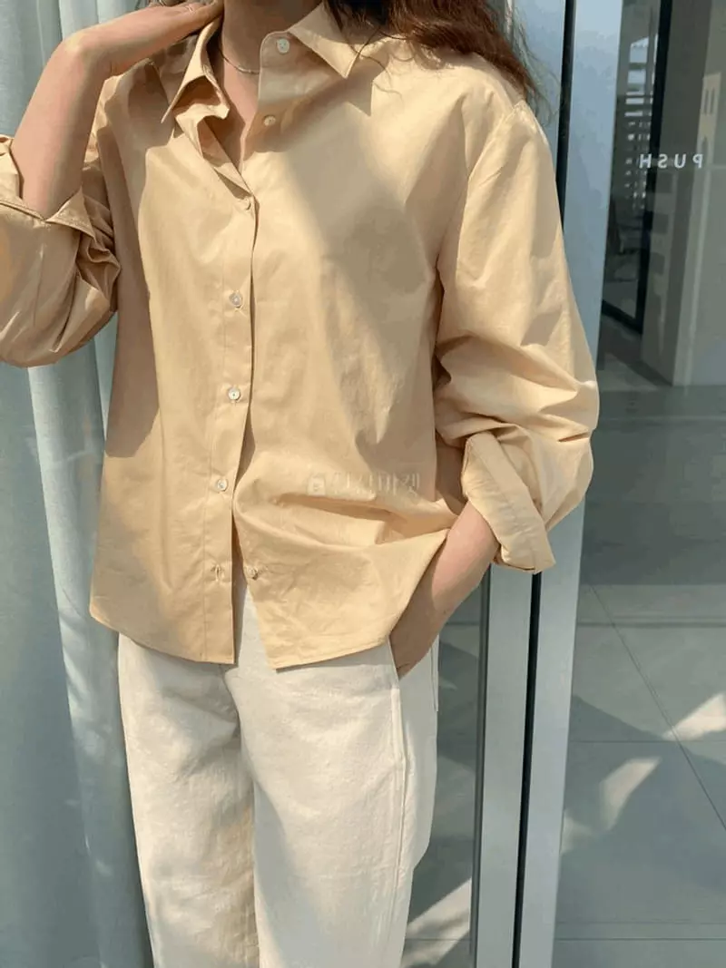 Knock - Korean Women Fashion - #womensfashion - Shoulder Wrinkle Shirt - 3