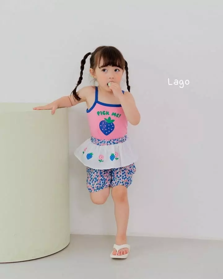 Lago - Korean Children Fashion - #Kfashion4kids - Strawberry Apron Pants - 6