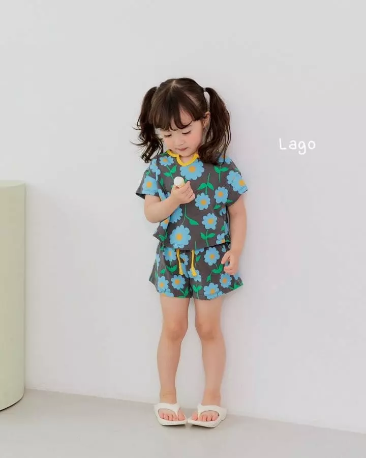 Lago - Korean Children Fashion - #kidzfashiontrend - Flower Top Bottom Set - 4