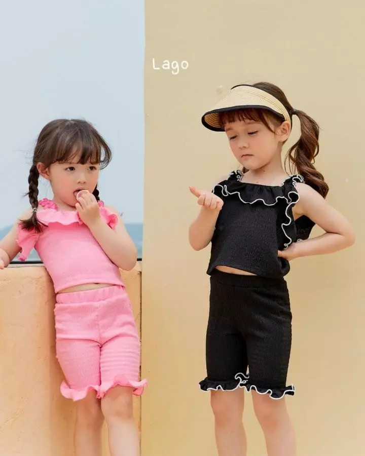 Lago - Korean Children Fashion - #Kfashion4kids - Frinkle Top Bottom Set - 3