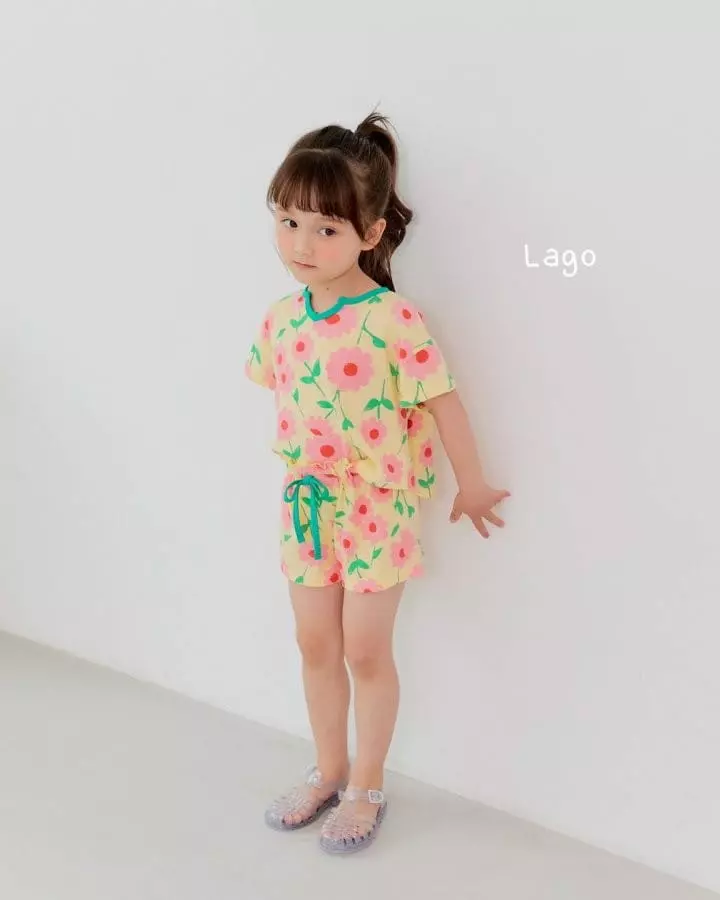 Lago - Korean Children Fashion - #childrensboutique - Flower Top Bottom Set - 11