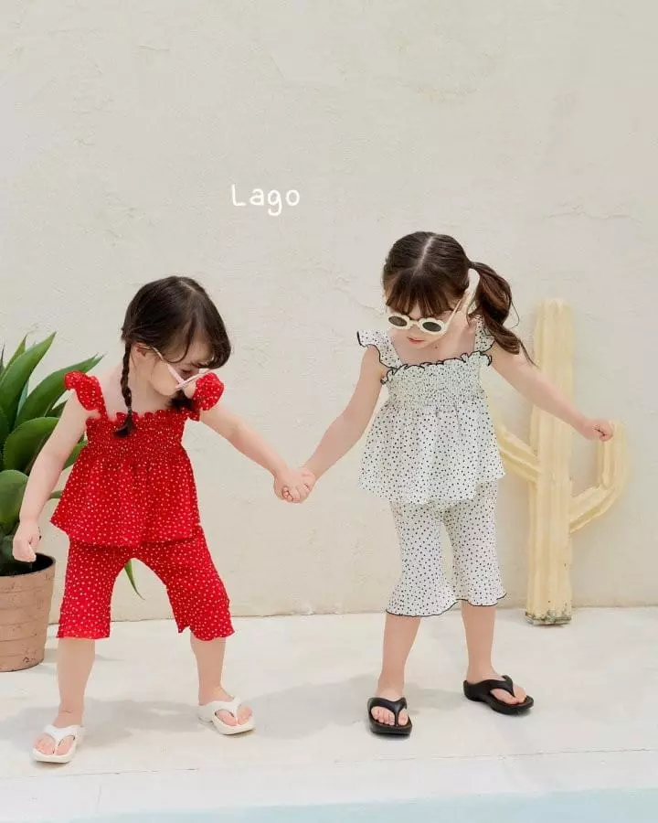Lago - Korean Children Fashion - #discoveringself - Dot Smocked Top Bottom Set - 5