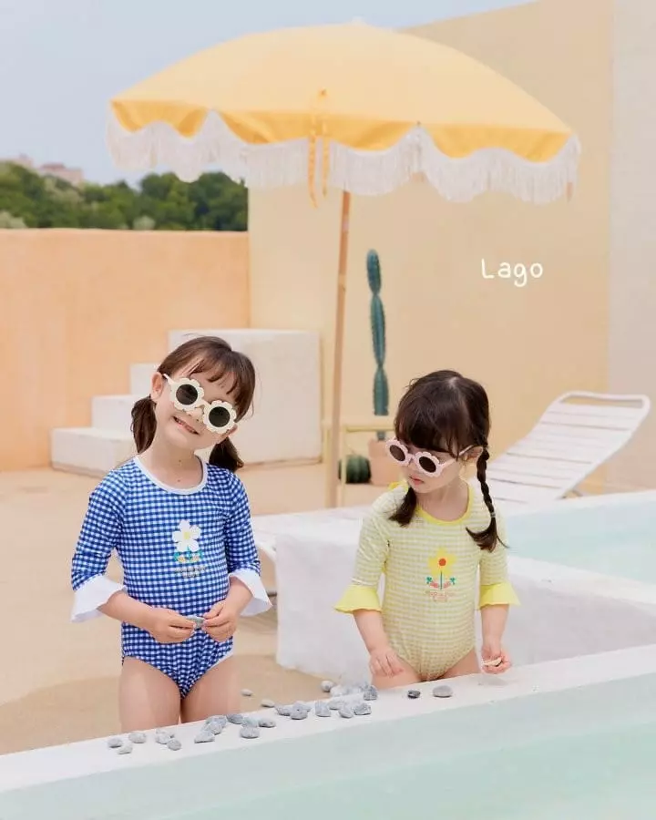 Lago - Korean Children Fashion - #designkidswear - Carrot Flower One-piece Swimwear - 4
