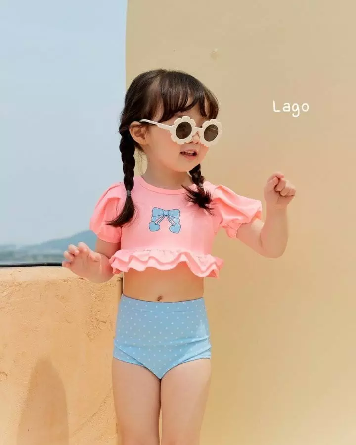 Lago - Korean Children Fashion - #discoveringself - Ribbon Bikini Swimwear - 3