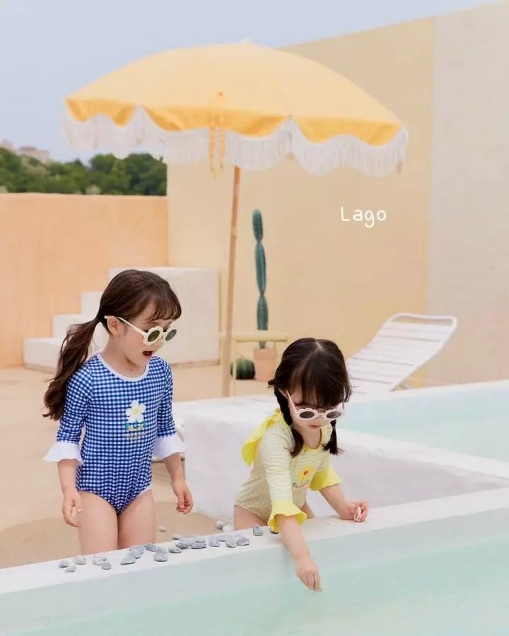 Lago - Korean Children Fashion - #fashionkids - Carrot Flower One-piece Swimwear - 5