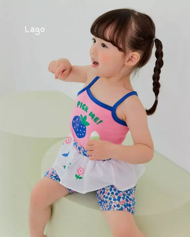 Lago - Korean Children Fashion - #kidsshorts - Strawberry Apron Pants - 3