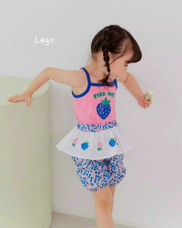 Lago - Korean Children Fashion - #kidsshorts - Strawberry Apron Pants - 4