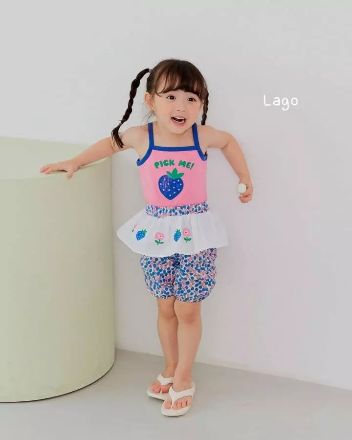 Lago - Korean Children Fashion - #kidzfashiontrend - Strawberry Apron Pants - 5