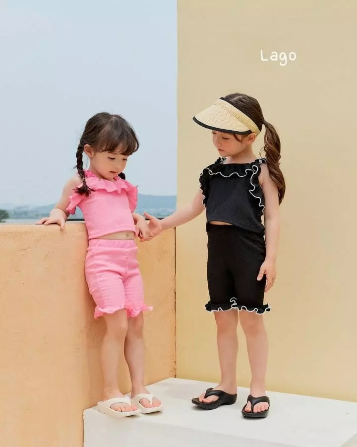 Lago - Korean Children Fashion - #kidzfashiontrend - Frinkle Top Bottom Set - 2
