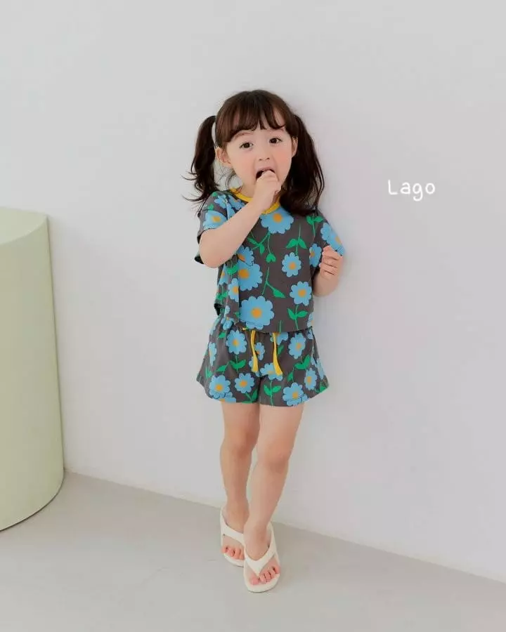 Lago - Korean Children Fashion - #littlefashionista - Flower Top Bottom Set - 5