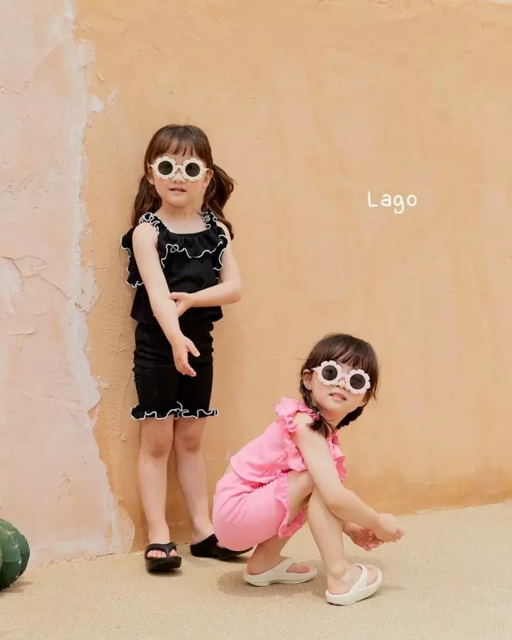 Lago - Korean Children Fashion - #Kfashion4kids - Frinkle Top Bottom Set - 4