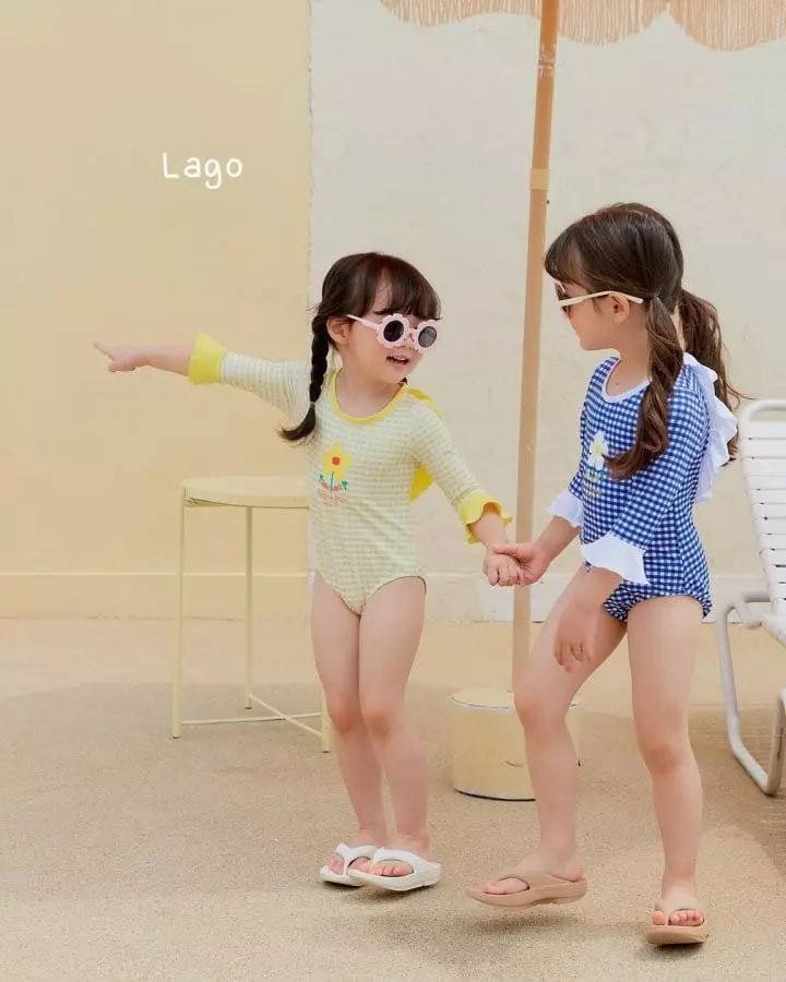 Lago - Korean Children Fashion - #magicofchildhood - Carrot Flower One-piece Swimwear - 11