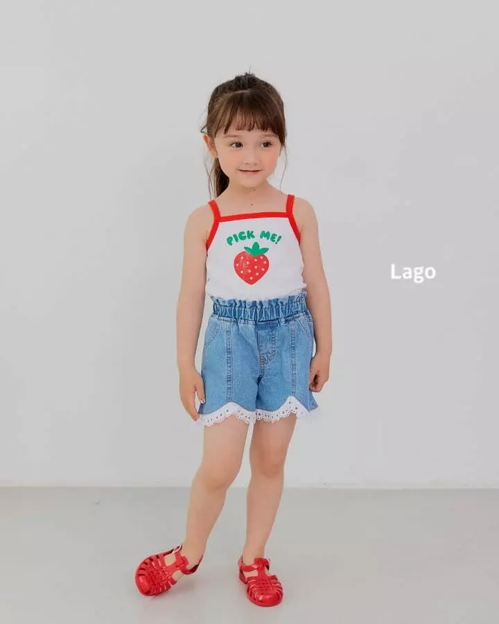 Lago - Korean Children Fashion - #prettylittlegirls - Lace Frill Denim Shorts - 10