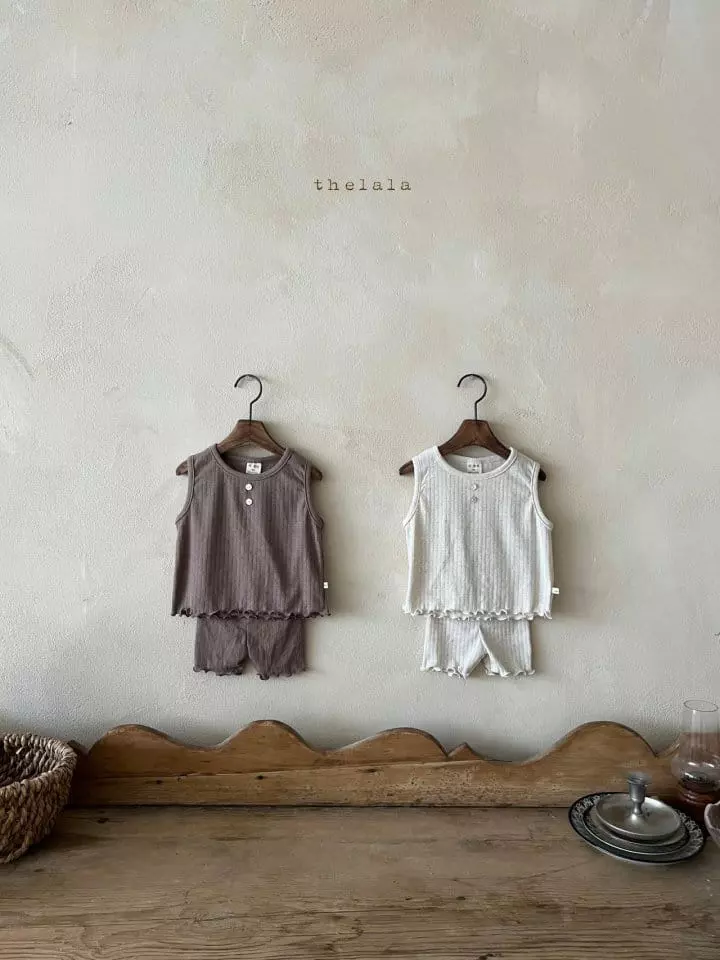 Lala - Korean Children Fashion - #discoveringself - Oat Top Bottom Set - 3