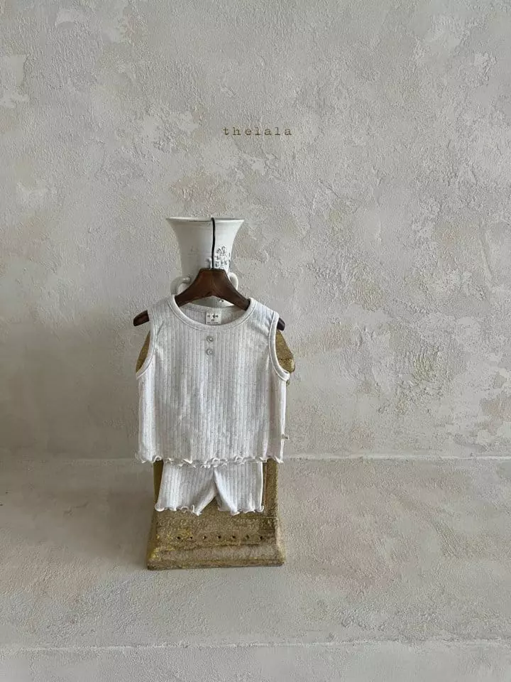 Lala - Korean Children Fashion - #discoveringself - Oat Top Bottom Set - 4