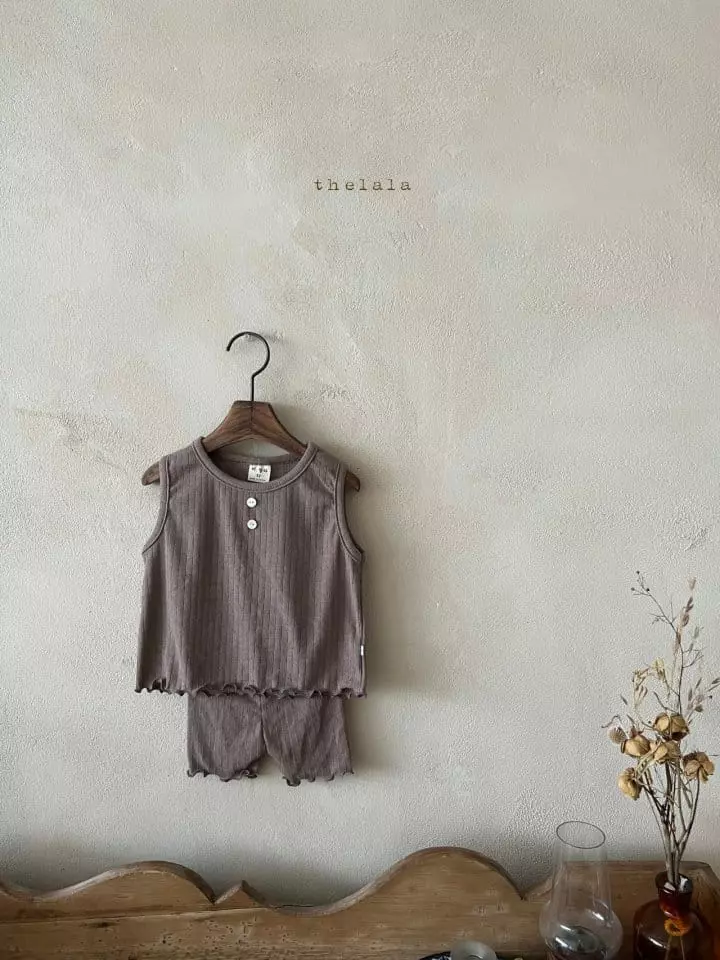 Lala - Korean Children Fashion - #kidsshorts - Oat Top Bottom Set - 5