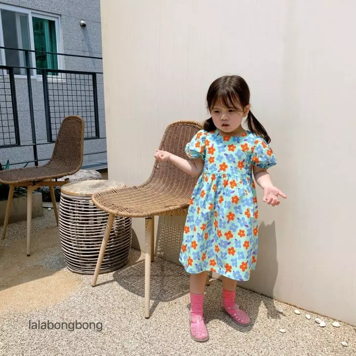 Lalabongbong - Korean Children Fashion - #Kfashion4kids - Square Flower One-piece - 9
