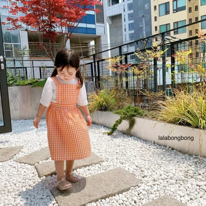 Lalabongbong - Korean Children Fashion - #kidzfashiontrend - Check Dungarees One-piece - 4