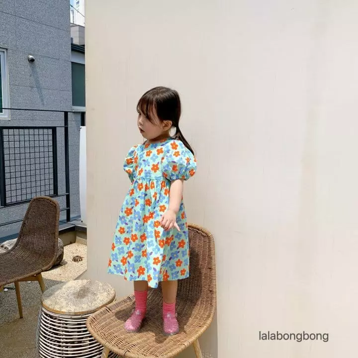 Lalabongbong - Korean Children Fashion - #designkidswear - Square Flower One-piece - 3